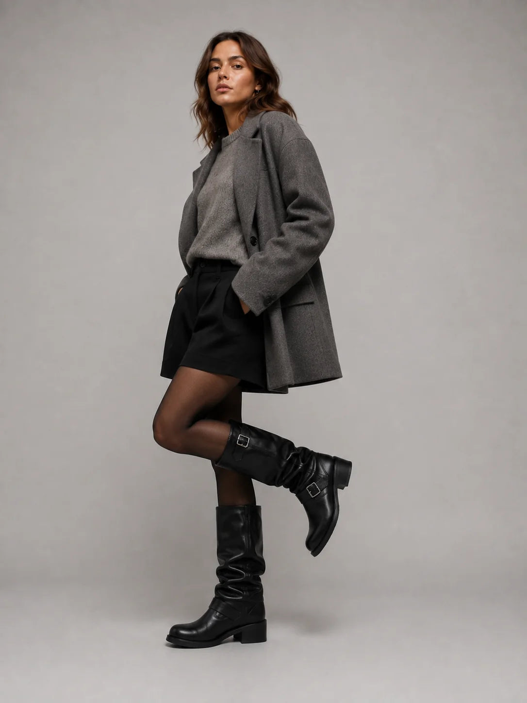 Blair | Knee-High Biker Boots with Buckles