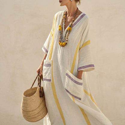 Linen-Blend Relaxed Maxi Dress