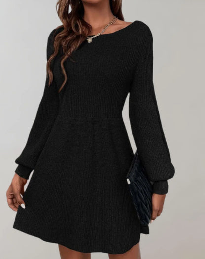 Sweater Dress – Black Fit and Flare Mini
