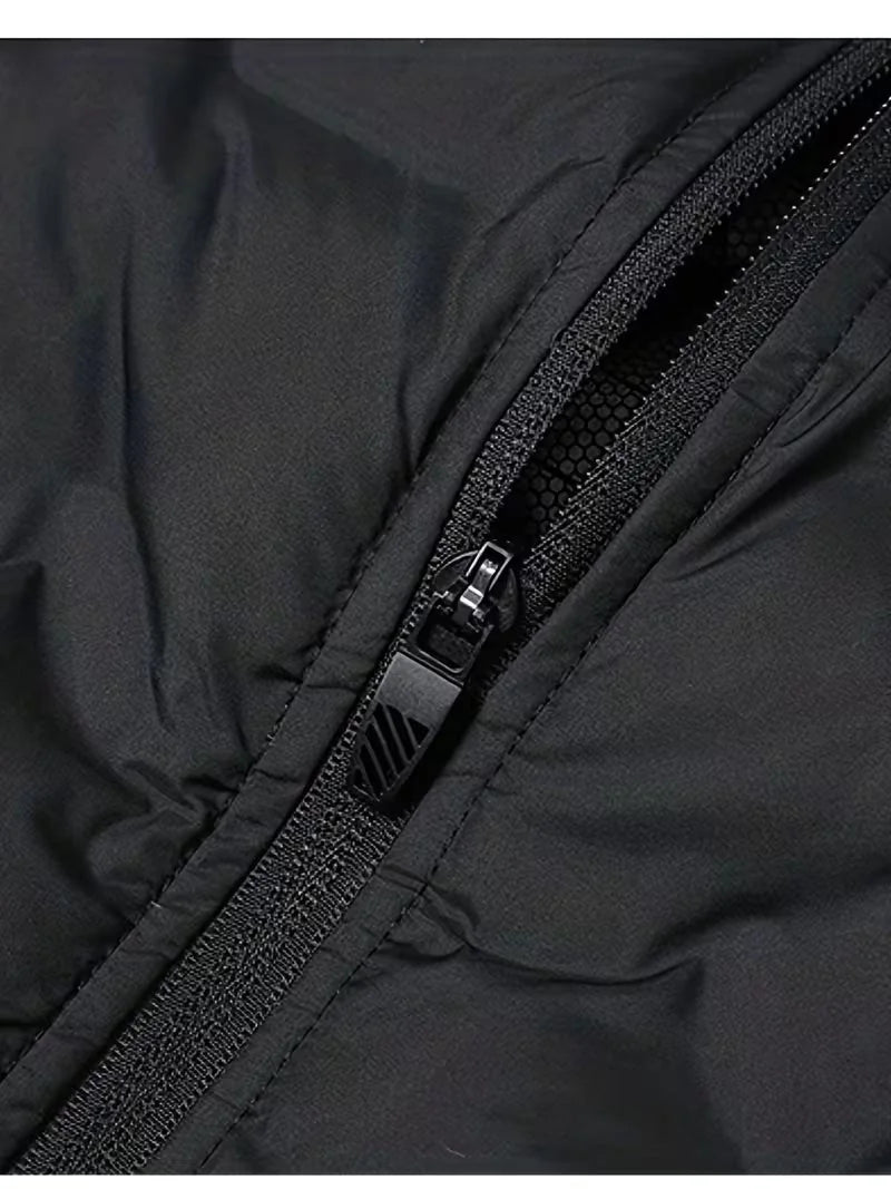 Men's Puffer Jacket – Navy Lightweight Stand Collar