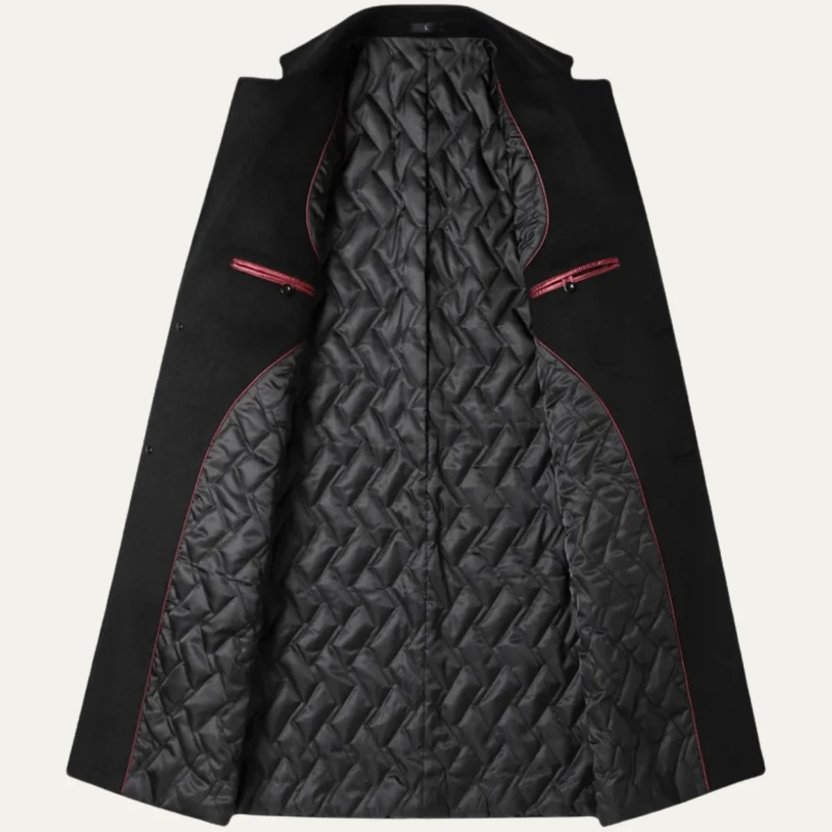 Men's Long Coat – Black Classic Notch Lapel