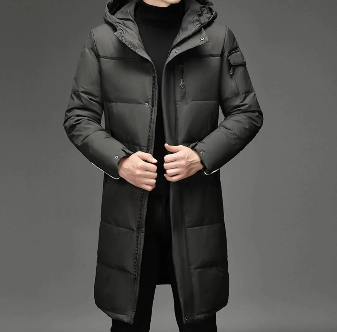 Men's Longline Hooded Puffer Coat
