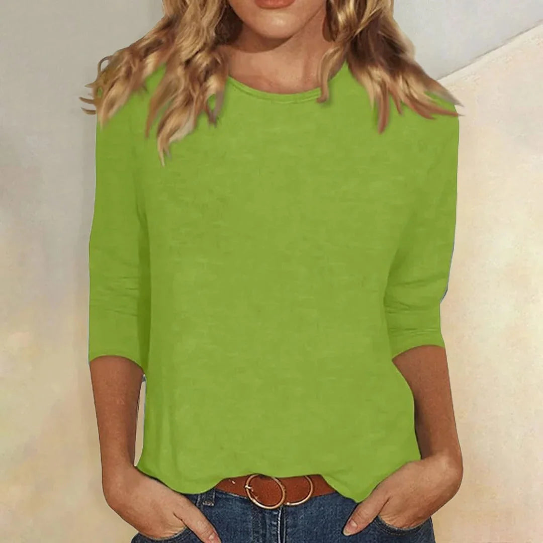 Crew Neck Three-Quarter Sleeve Top