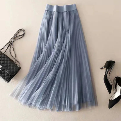 Pleated Tulle Maxi Skirt