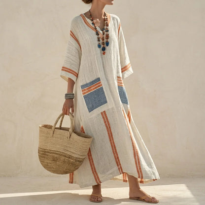 Linen-Blend Relaxed Maxi Dress