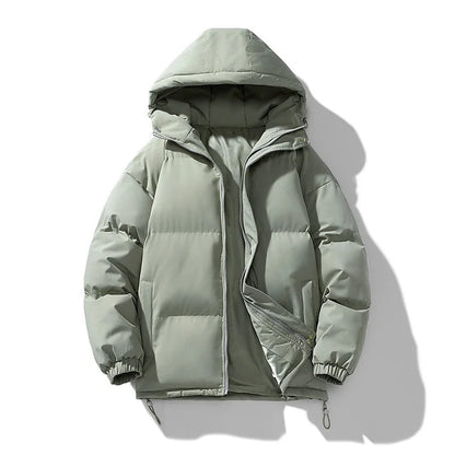 Men's Puffer Jacket – Black Hooded Quilted