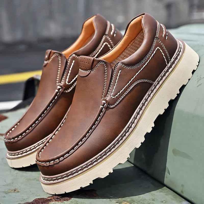 Men's Chunky Loafers – Brown Thick Sole Slip-On