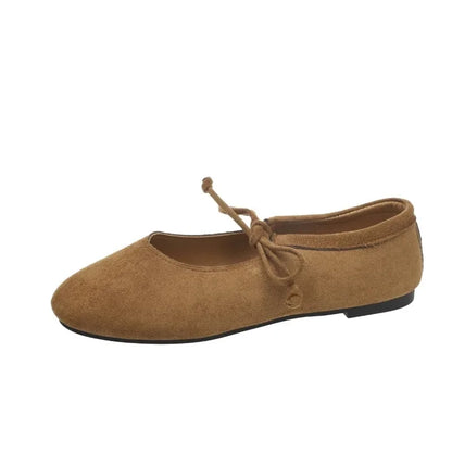 Suede Lace-Up Round Toe Loafers