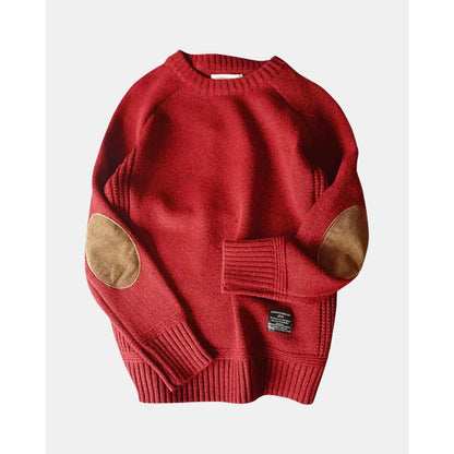 Men's Crew Neck Sweater with Elbow Patches