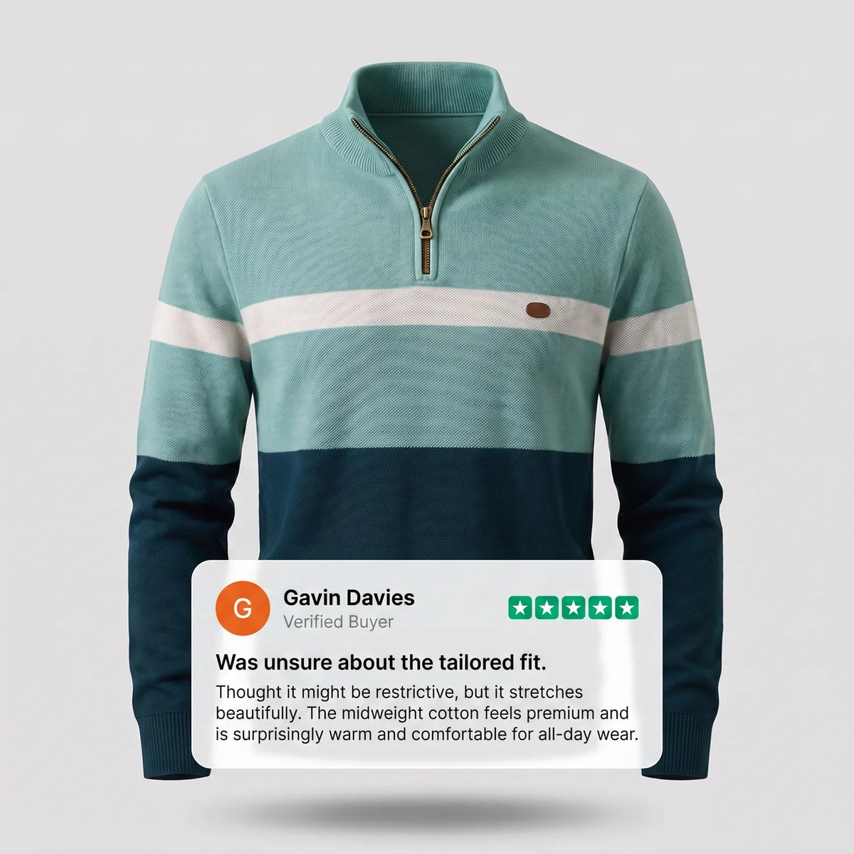 Men's Striped Knit Quarter Zip Sweater