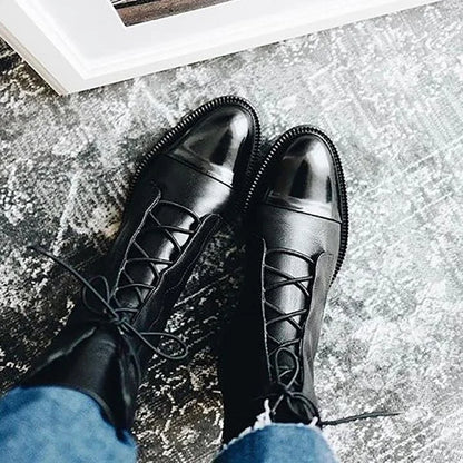 Lace-Up Cap Toe Combat Boots