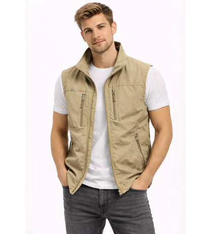 Men's Softshell Vest Stand Collar Full Zip