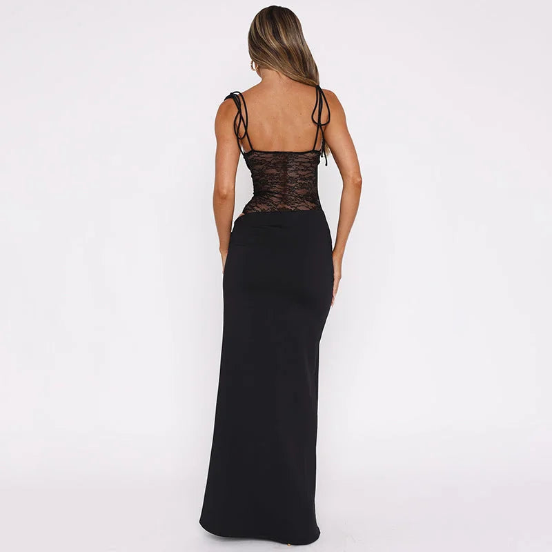 Lace Maxi Dress – Off-White Sleeveless Lace Panel