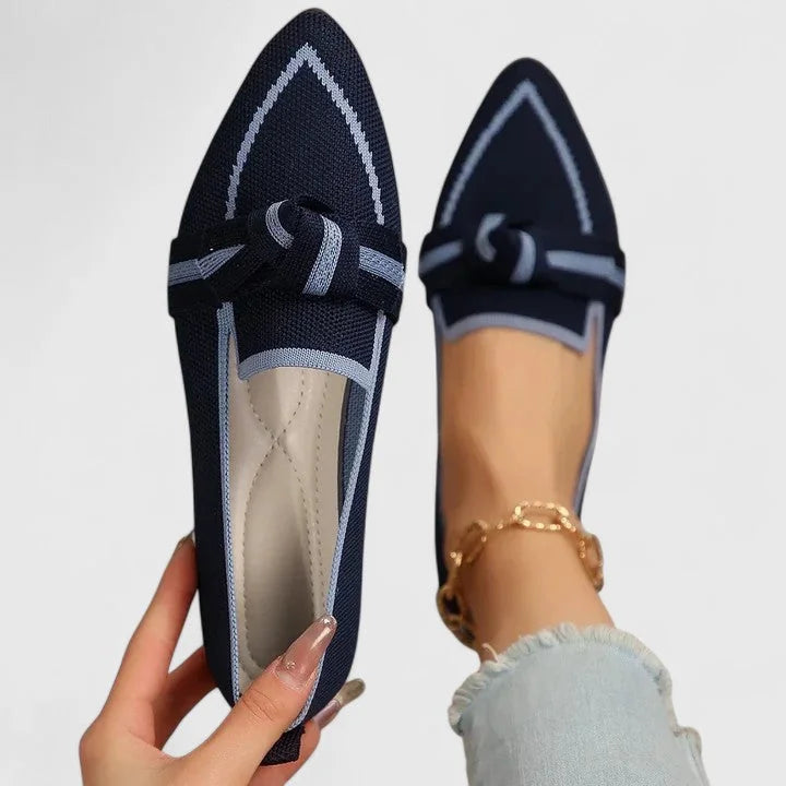 Maricela | Pointed Toe Knit Flats with Knot