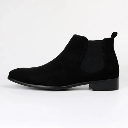 Men's Chelsea Boots – Black Suede-Look Pointed Toe