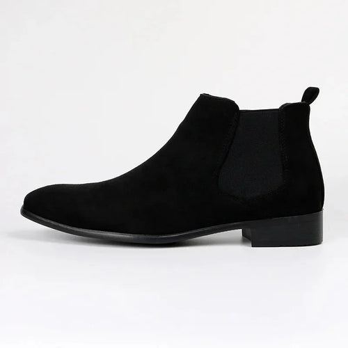 Men's Chelsea Boots – Black Suede-Look Pointed Toe