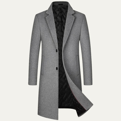 Men's Long Coat – Black Classic Notch Lapel