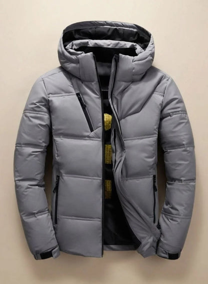 Men's Hooded Puffer Jacket – Black Detachable Hood