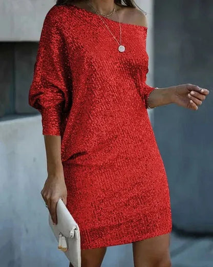 Long Sleeve Sequin Party Dress