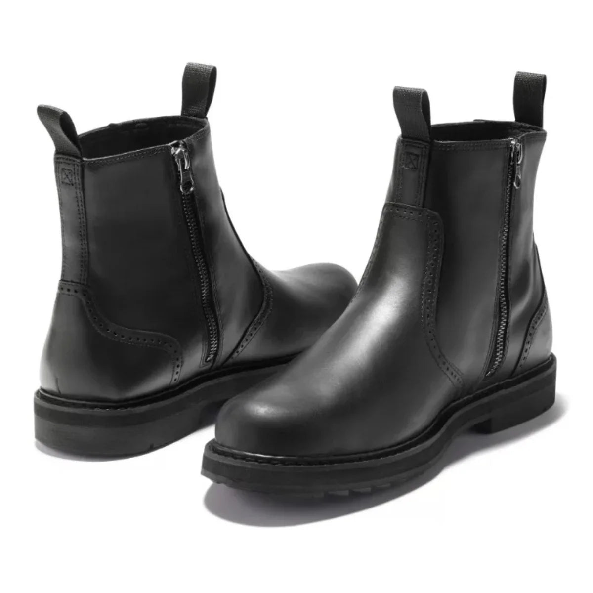 Men's Chelsea Boots – Black Lug Sole Pull Tab