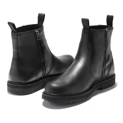 Men's Chelsea Boots – Black Lug Sole Pull Tab