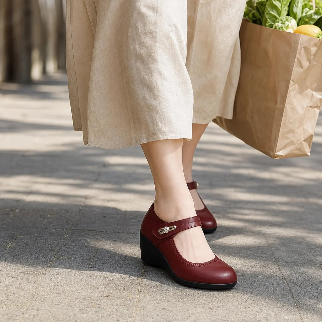 Strap Mary Jane Wedge Flats