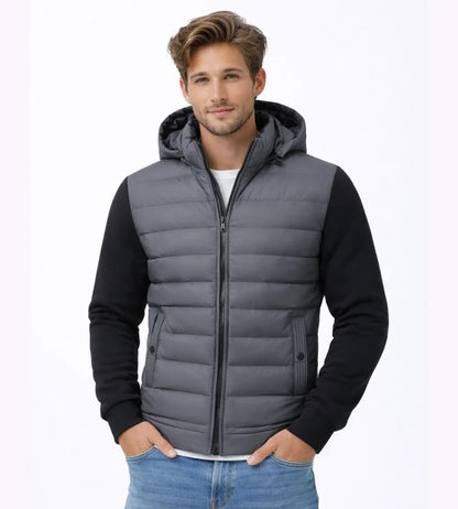 Men's Puffer Jacket – Black Hybrid Hooded