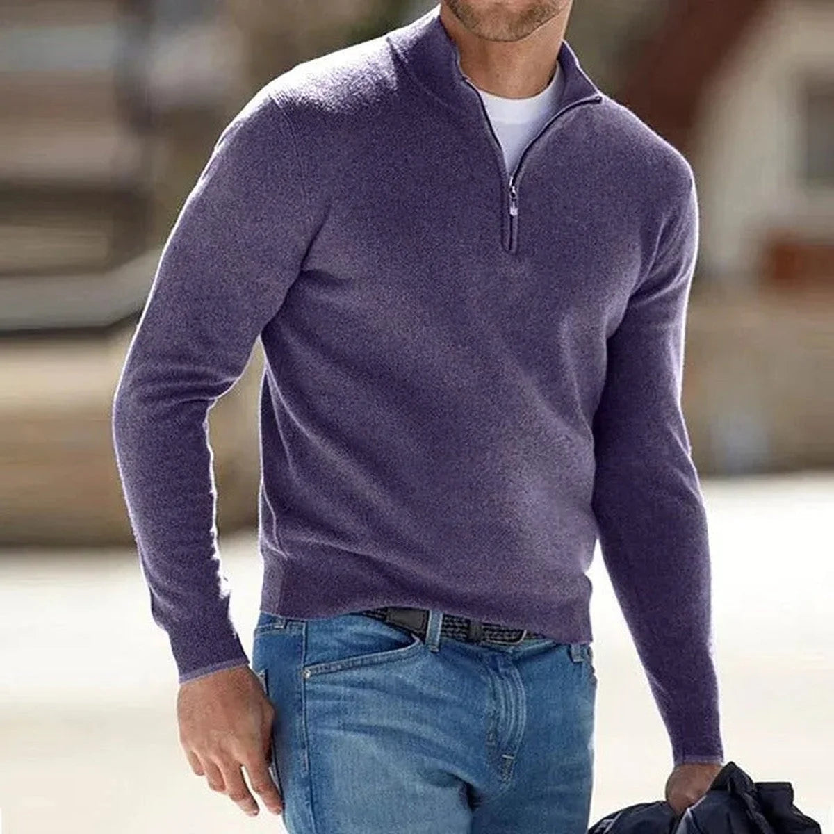Men's Quarter-Zip Mock Neck Sweater