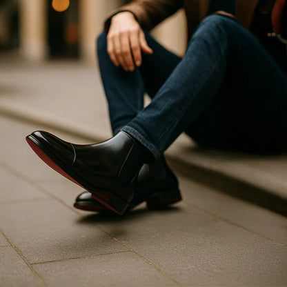 Men's Chelsea Boots – Black Polished Slip-On