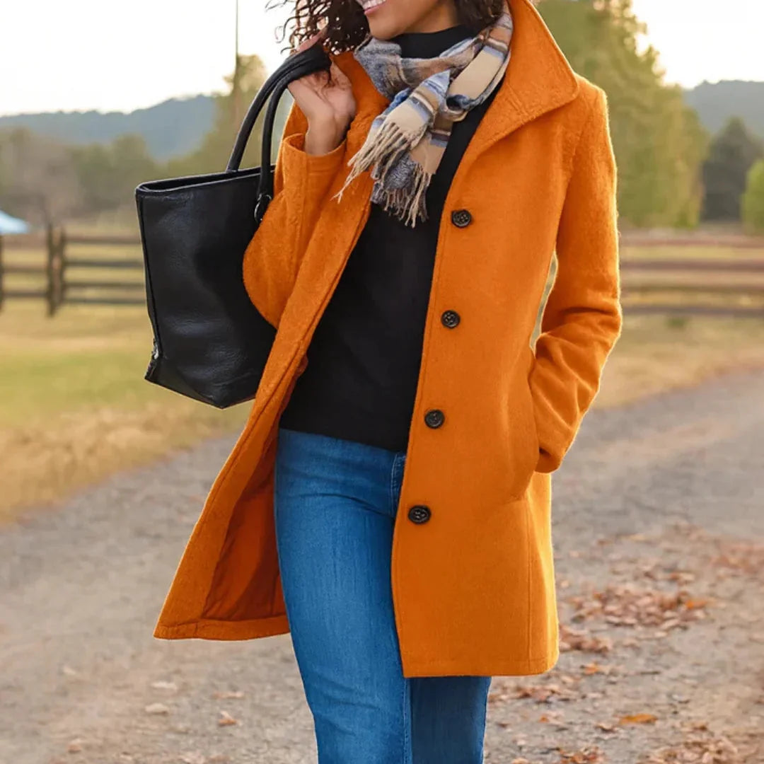 Wool Blend Pea Coat with Button Front