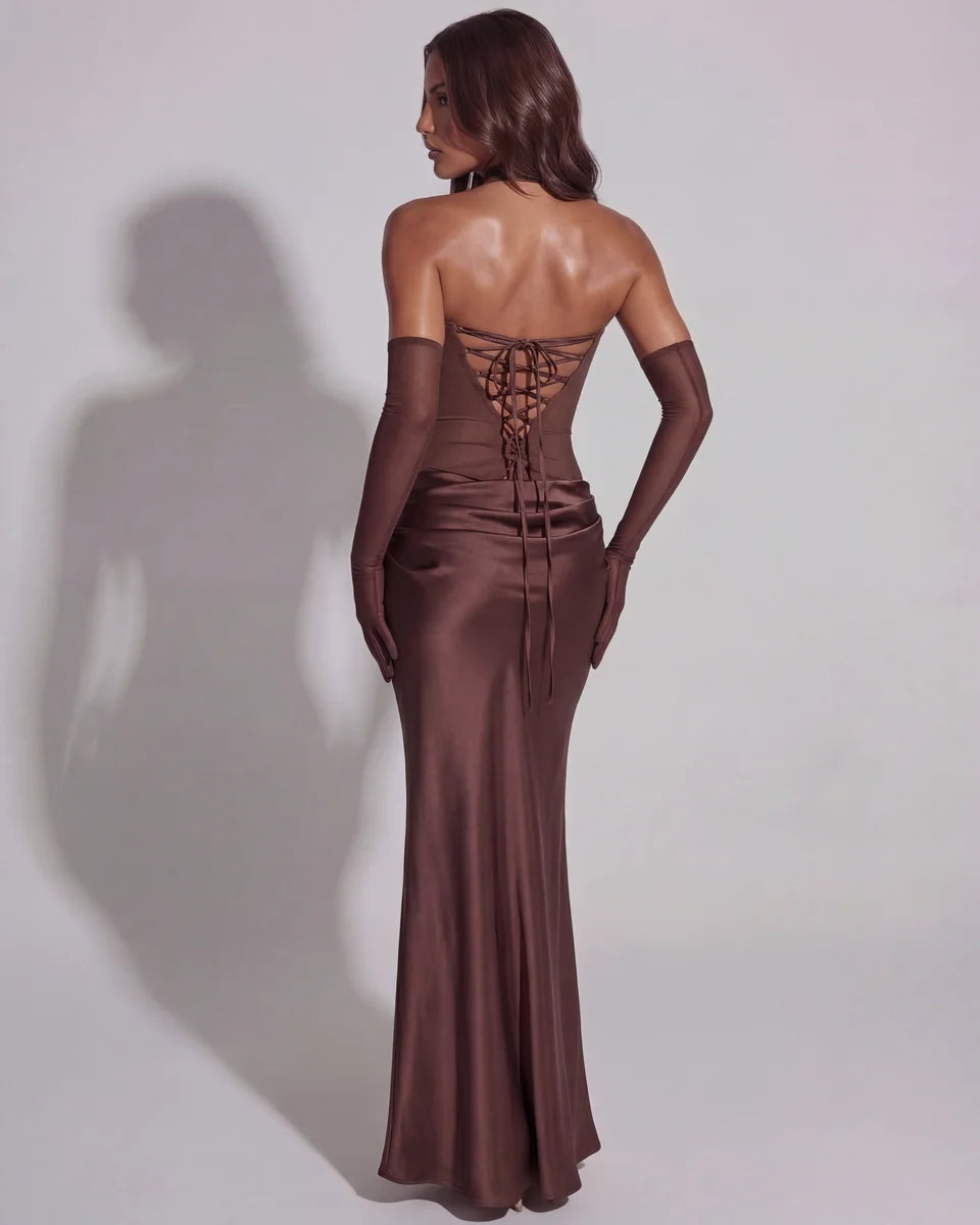 Cowl-Neck Satin Maxi Dress