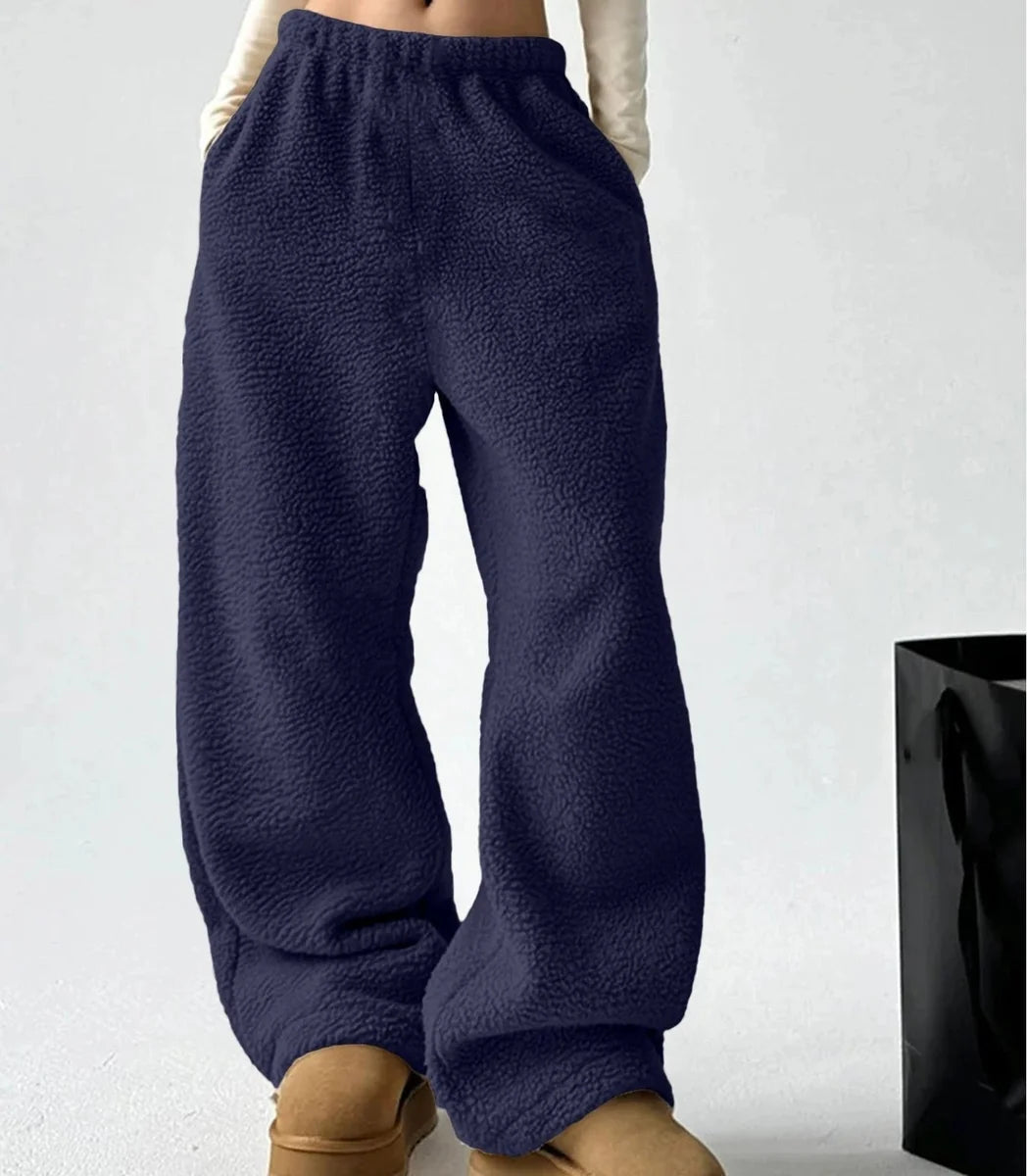 Soft and Cozy Relaxed Wide-Leg Fleece Pants