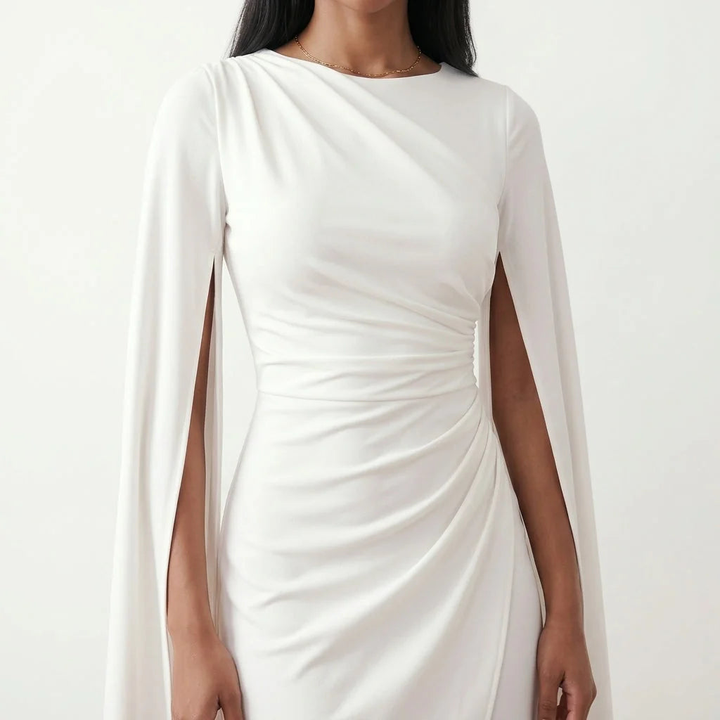 Celine | Lace Maxi Dress with Cape Sleeves