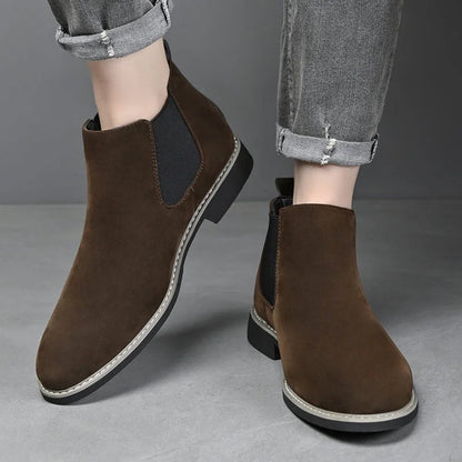 Men's Chelsea Boots – Black Suede-Look Slip-On