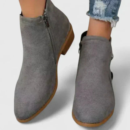 Friana | Block Heel Ankle Boots Side Zip