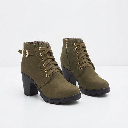 Sloan | Lace-Up Heeled Ankle Boots with Buckle