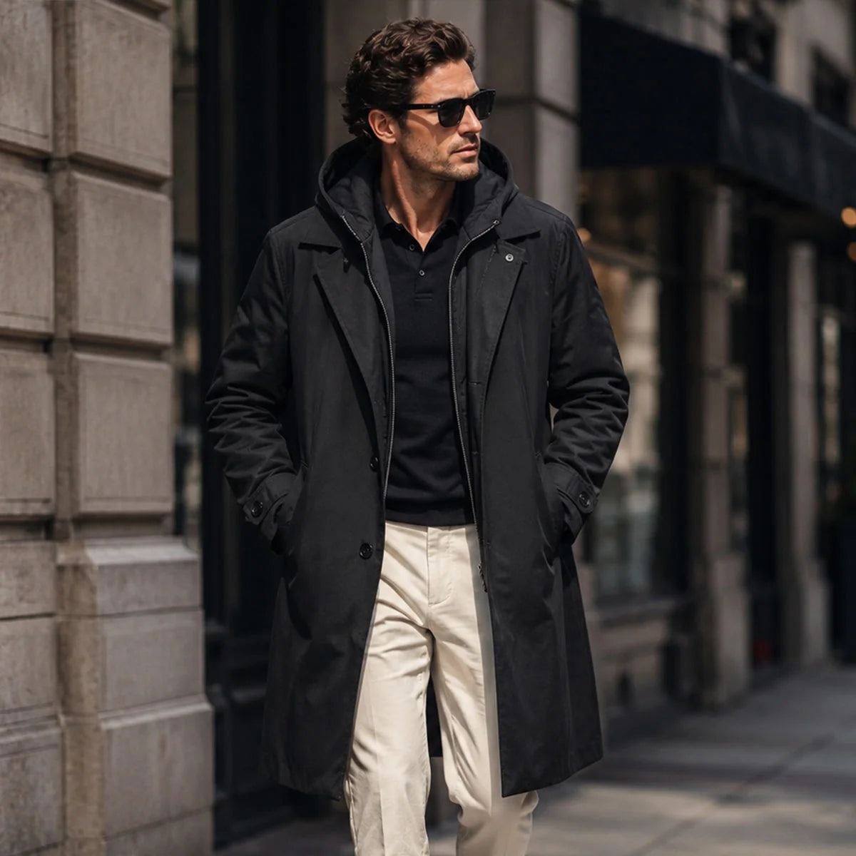Oldborough | Men's Hooded Long Rain Coat