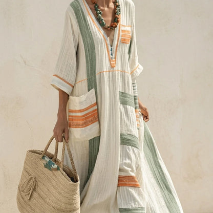 Linen-Blend Relaxed Maxi Dress