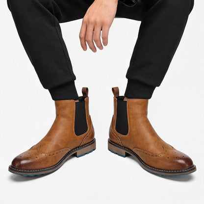 Men's Chelsea Boots – Black Brogue Wingtip