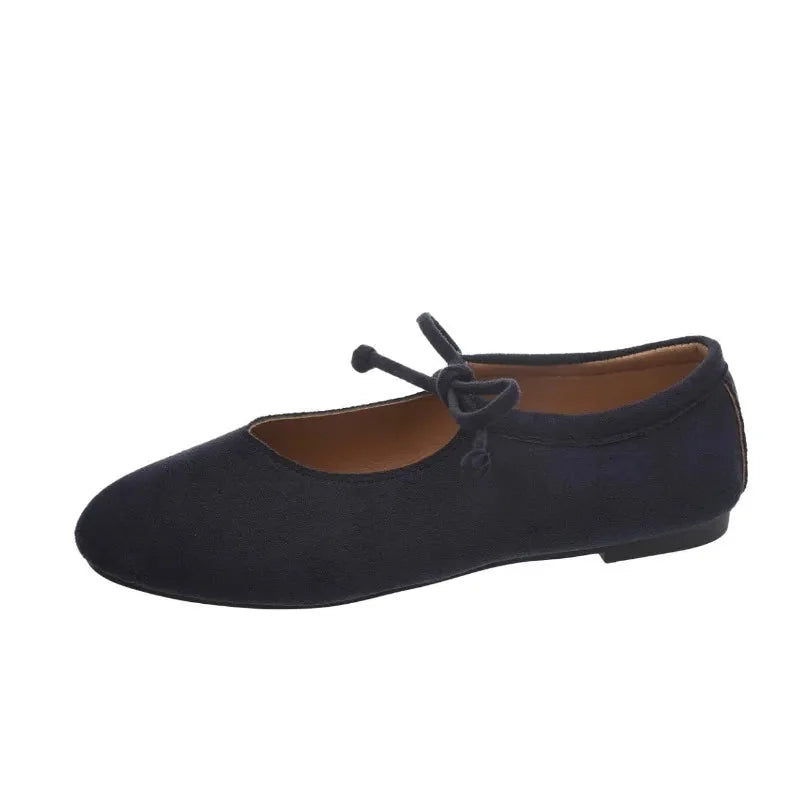 Suede Lace-Up Round Toe Loafers