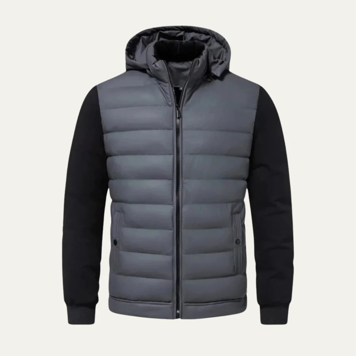 Men's Puffer Jacket – Black Hybrid Hooded