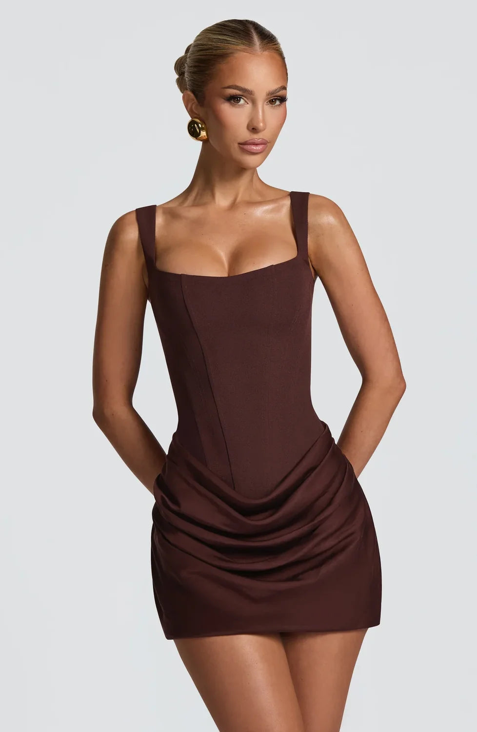 Corset Mini Dress – Scarlet Draped Bodycon