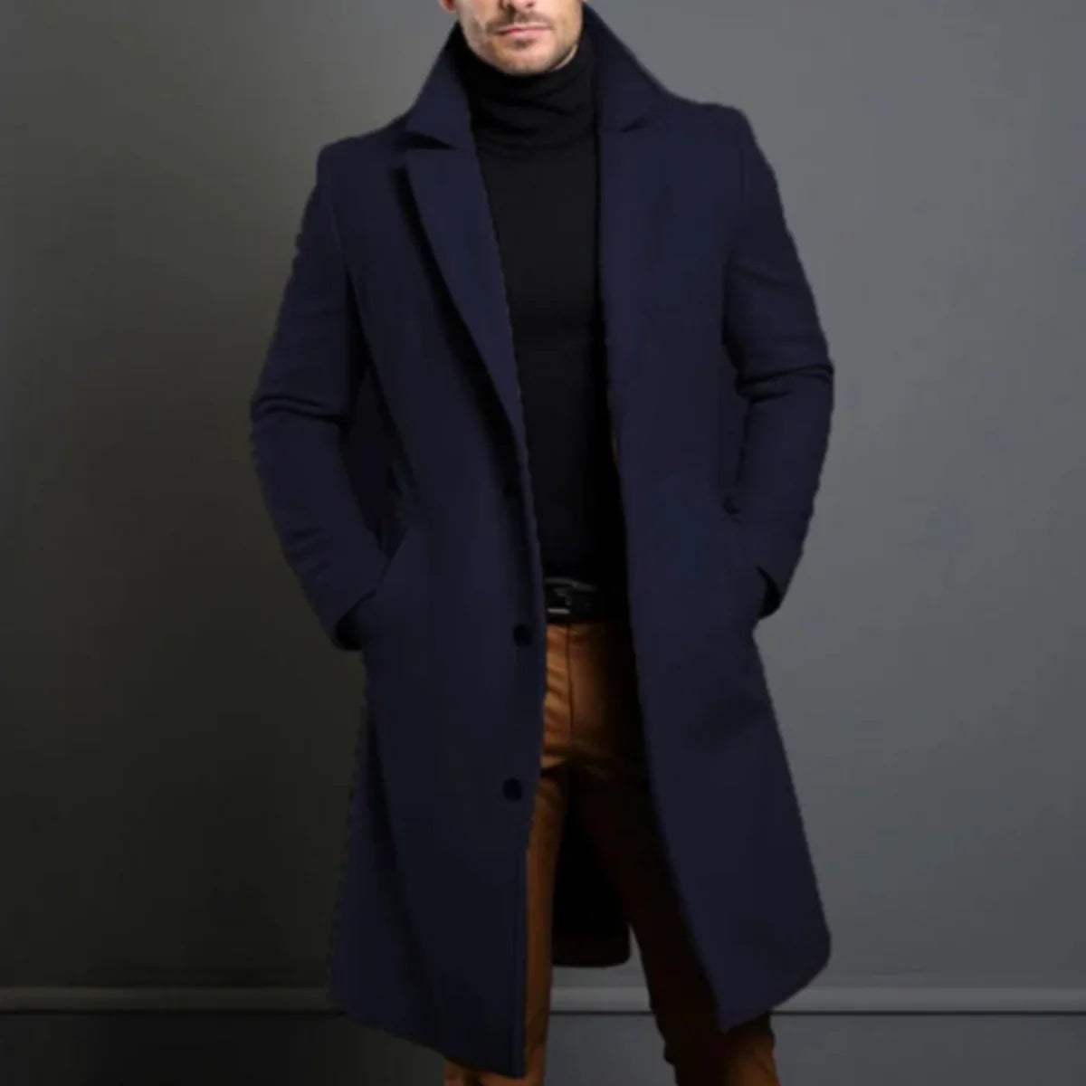 Men's Single Breasted Overcoat Cotton Blend