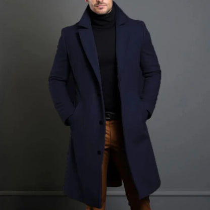 Men's Single Breasted Overcoat Cotton Blend