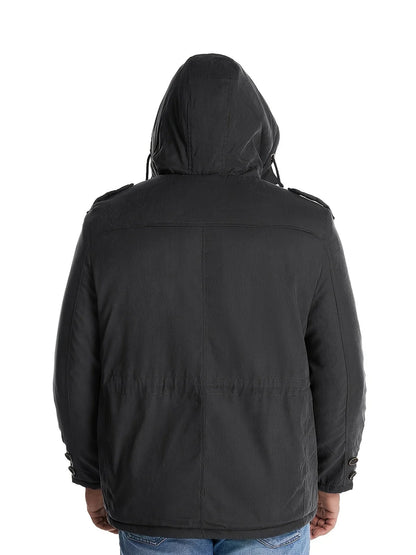 Men's Hooded Jacket – Black Insulated Utility