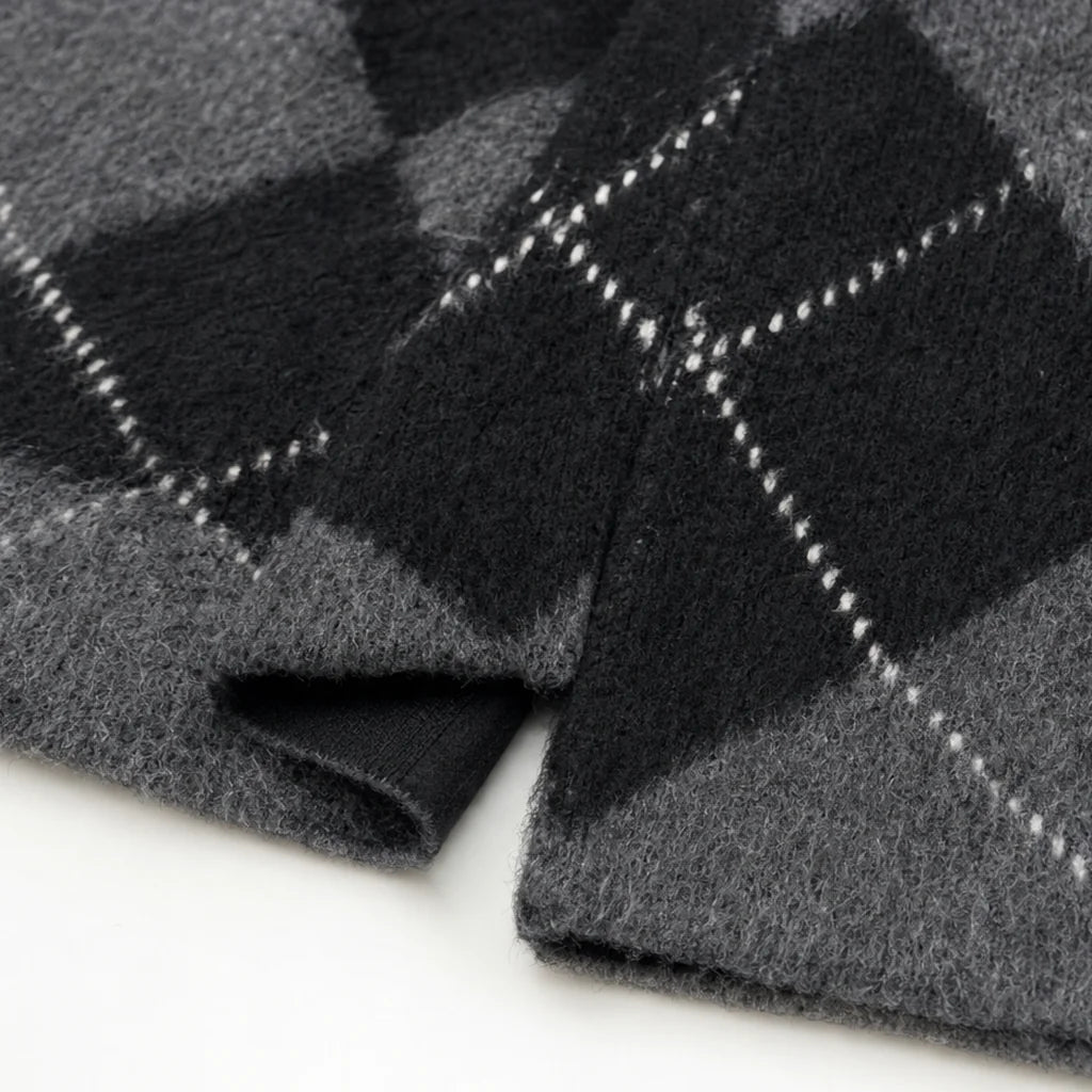 Argyle Knit Turtleneck and Skirt Set
