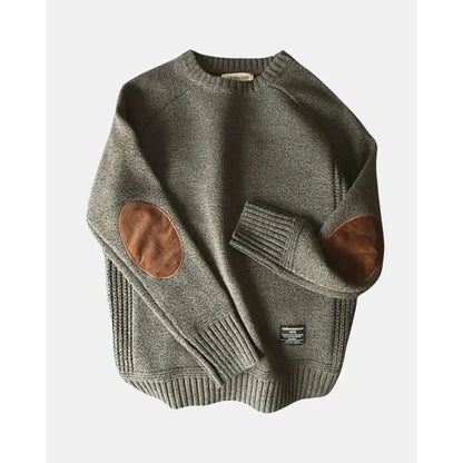 Men's Crew Neck Sweater with Elbow Patches
