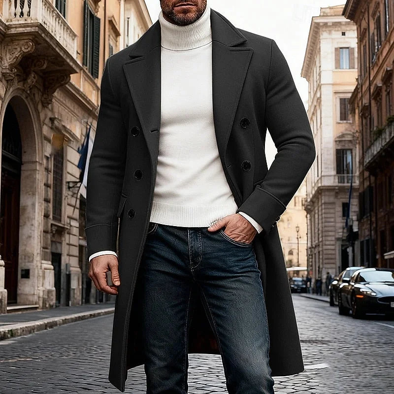 Men's Long Wool-Look Overcoat