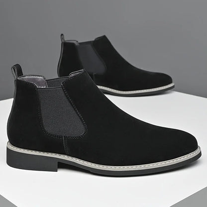 Men's Chelsea Boots – Black Suede-Look Slip-On