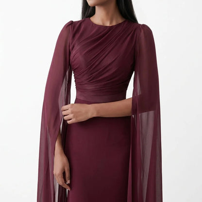 Celine | Lace Maxi Dress with Cape Sleeves